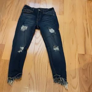 KanCan distressed dark denim mid rise skinny jeans size 24